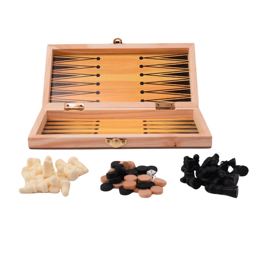 2 in 1 Game-Adult Wooden Folding Chess Set Box With Coin-Medium-1 Box