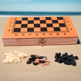 2 in 1 Game-Adult Wooden Folding Chess Set Box With Coin-Medium-1 Box