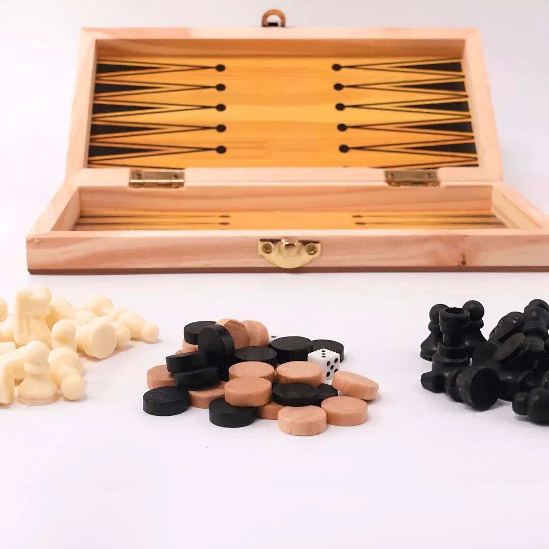 2 in 1 Game-Adult Wooden Folding Chess Set Box With Coin-Medium-1 Box