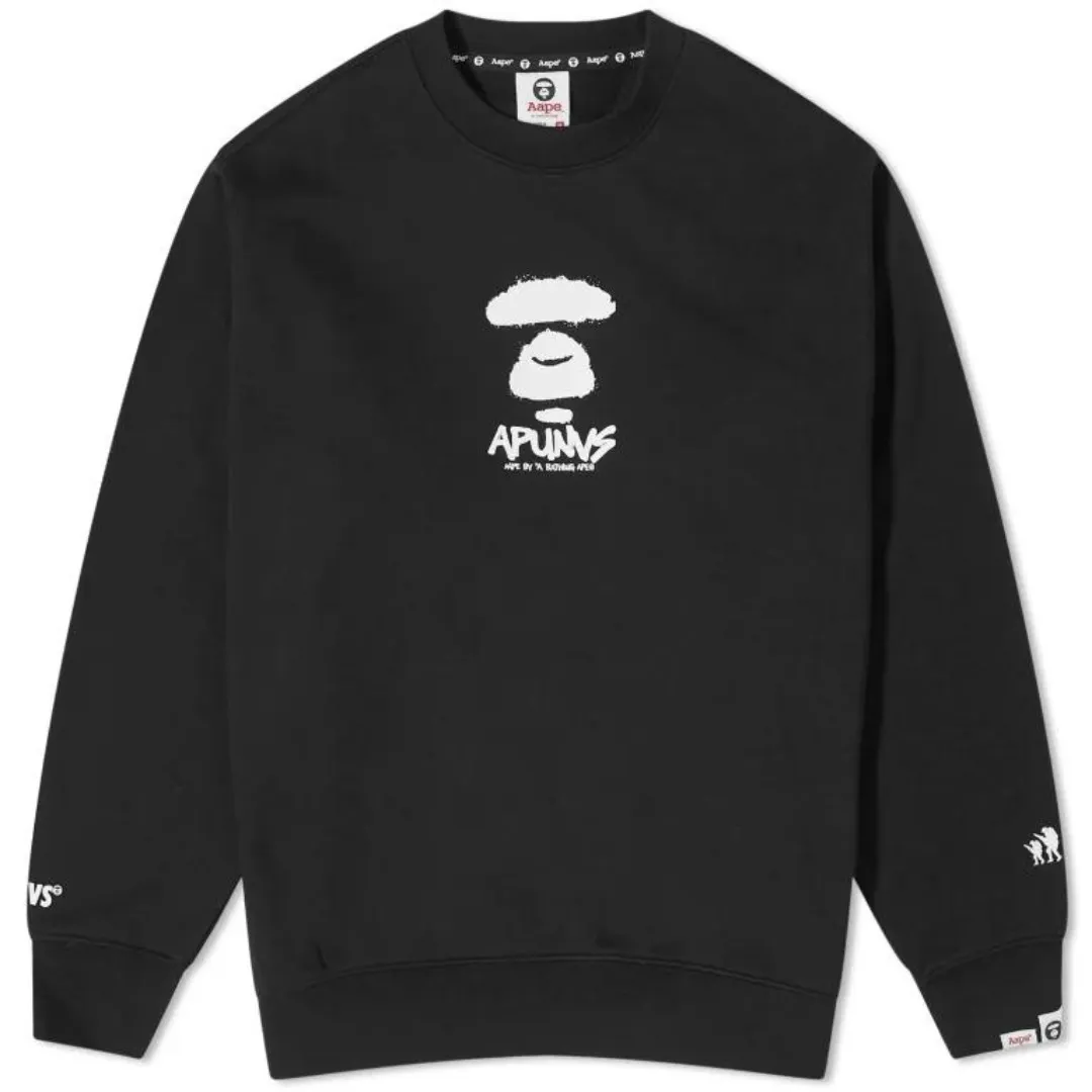 A BATHING APE  |Crew Neck Unisex Street Style Long Sleeves Cotton Oversized