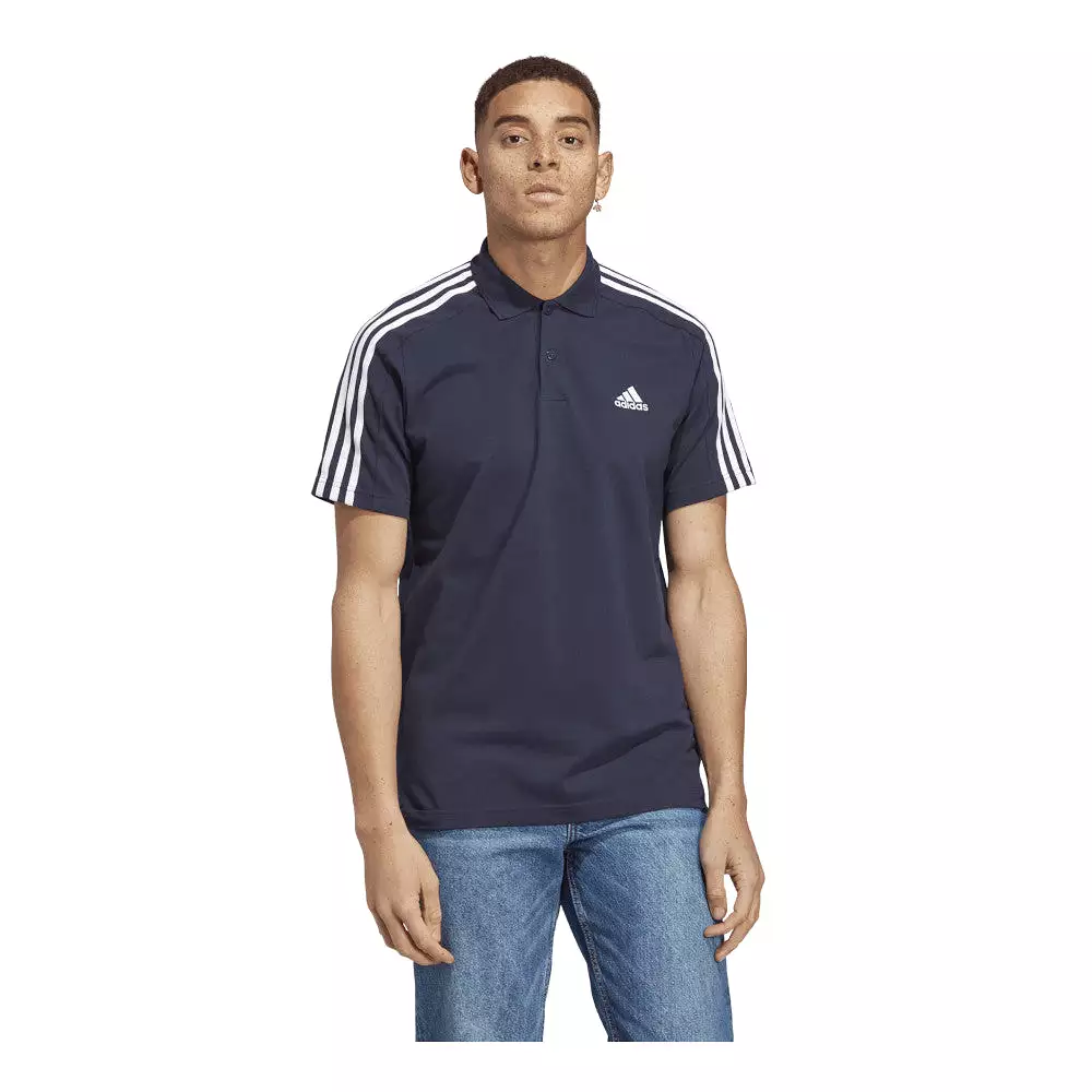 adidas Men's Essentials Piqué Embroidered Small Logo 3-Stripes Polo Shirt