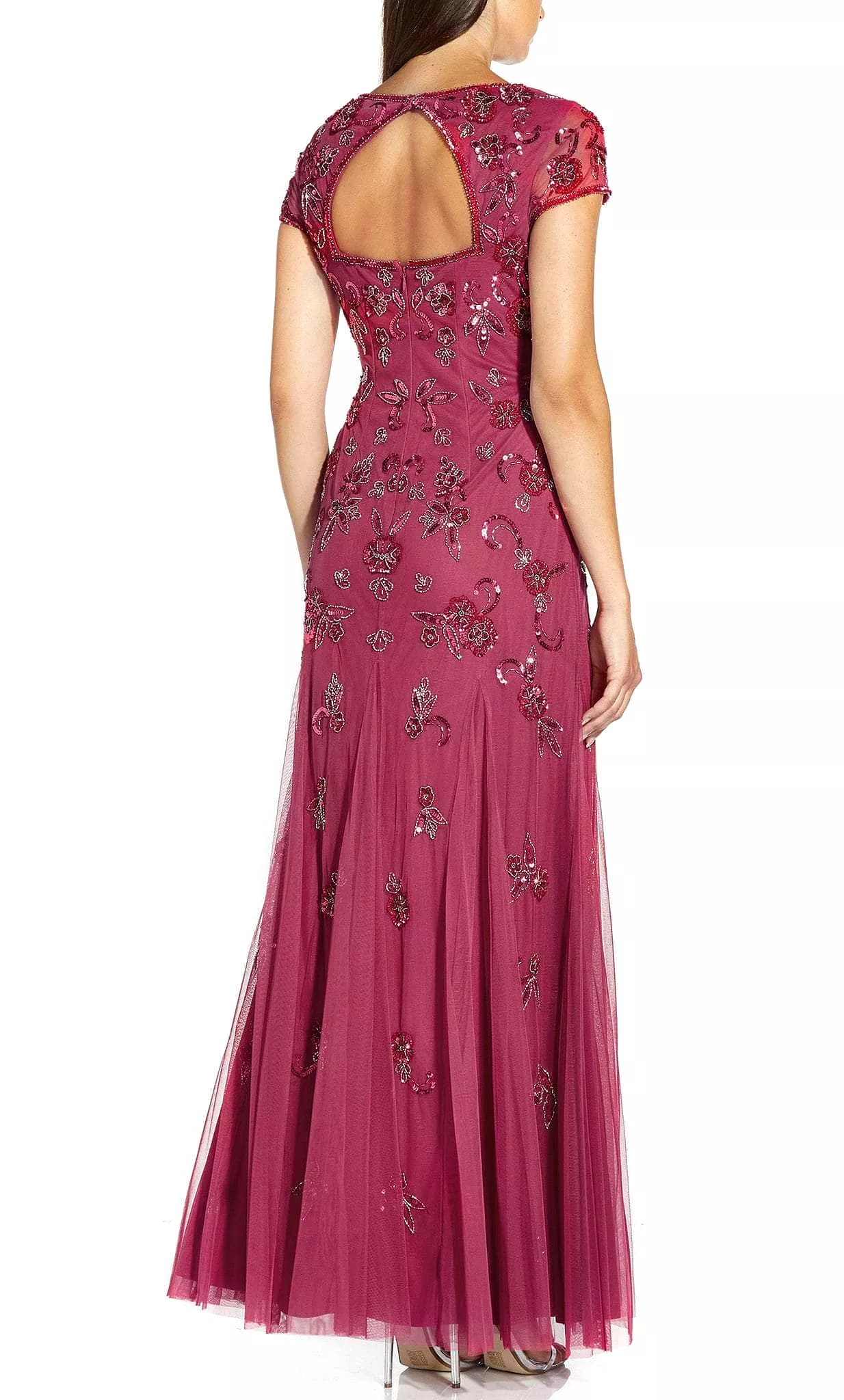 Adrianna Papell AP1E207786 - V Neck Sequin-Appliqued Evening Gown