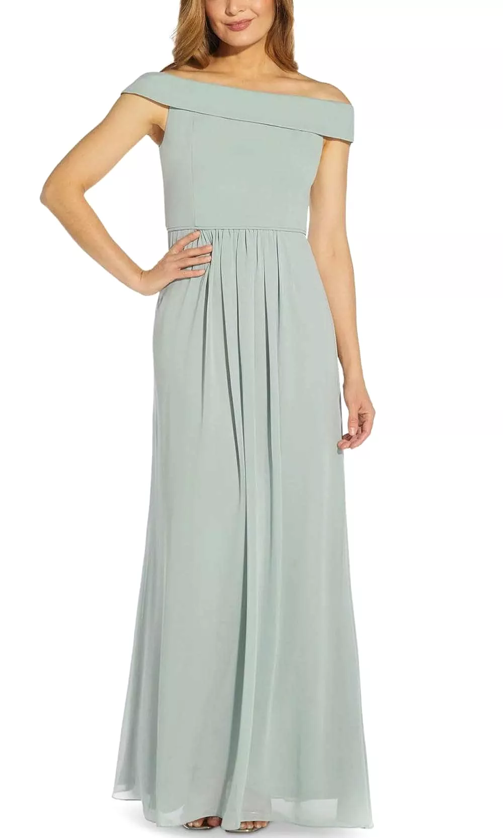 Adrianna Papell AP1E207939 - Off Shoulder Chiffon Long Dress