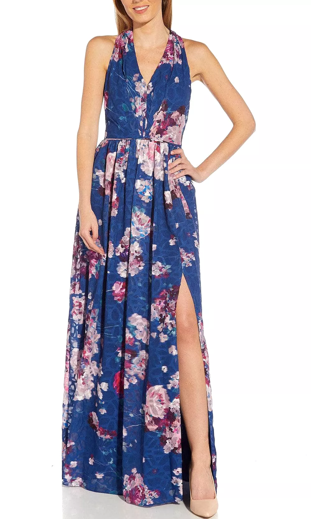 Adrianna Papell AP1E209281 - Floral V-Neck Long Dress