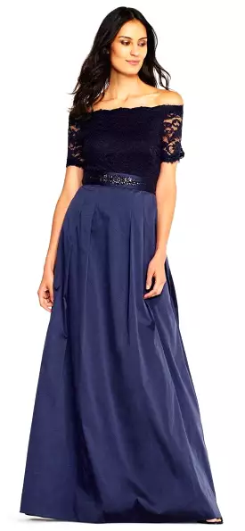 Adrianna Papell - Off-Shoulder Taffeta A-line Gown AP1E201965