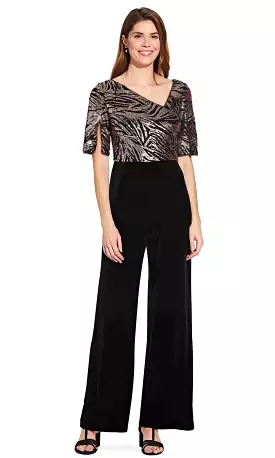 Adrianna Papell - Sequined V Neck Jumpsuit AP1E206295