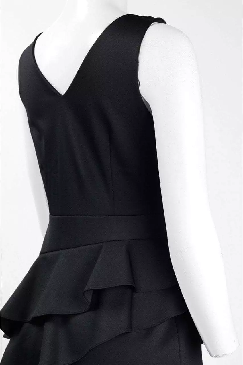 Adrianna Papell - Sleeveless Layered Peplum Gown AP1E202233 - 1 pc Black in Size 10 Available