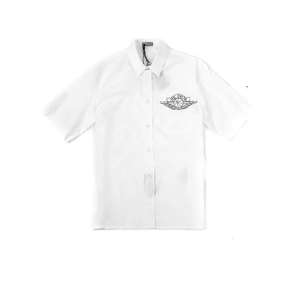 AIR DIOR MEN WOVEN SHORT SLEEVE SHIRT WHITE