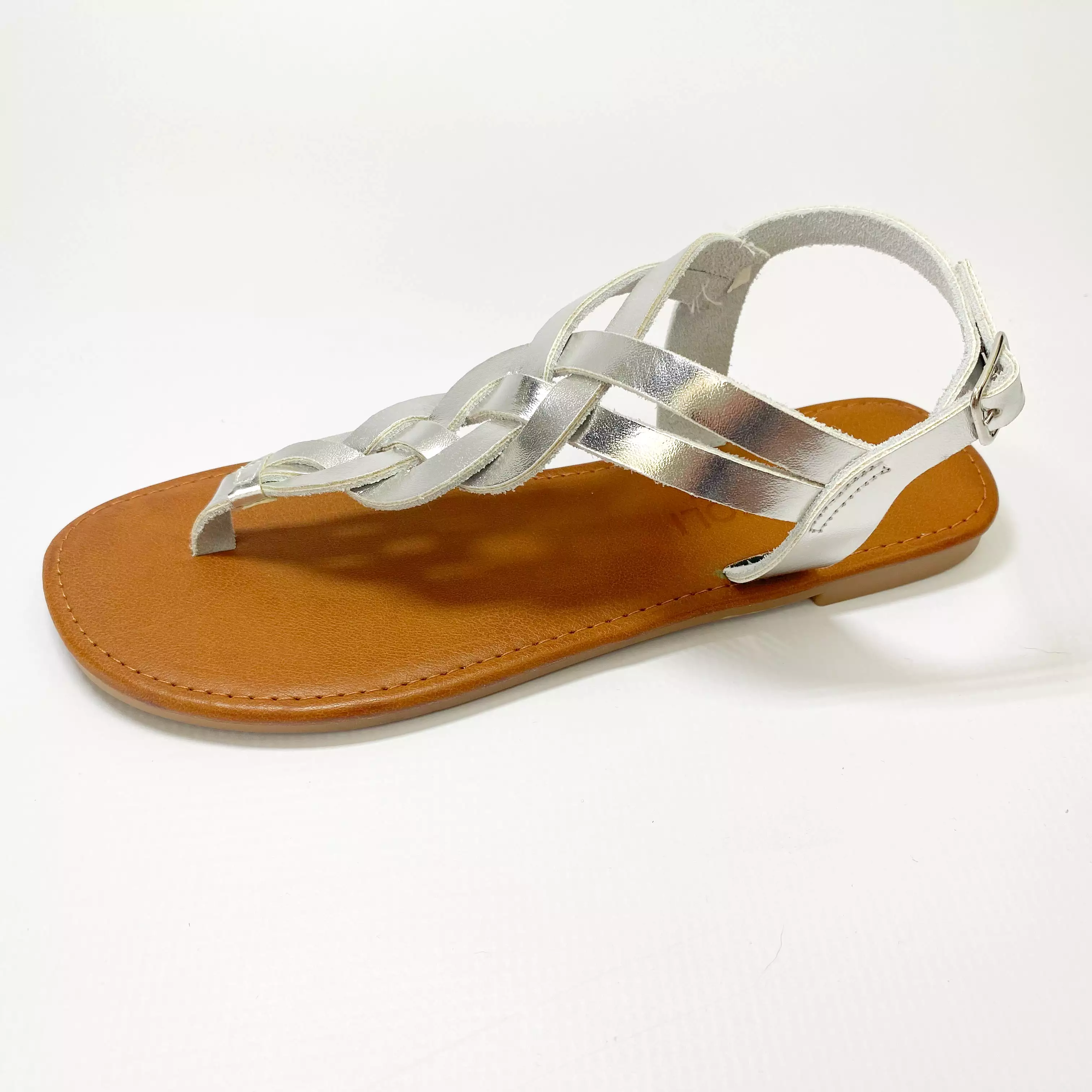 Andreoli leather silver toe  thong sandal