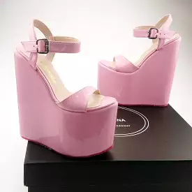 Ankle Strap Pink Platform High Heel Wedge Sandals