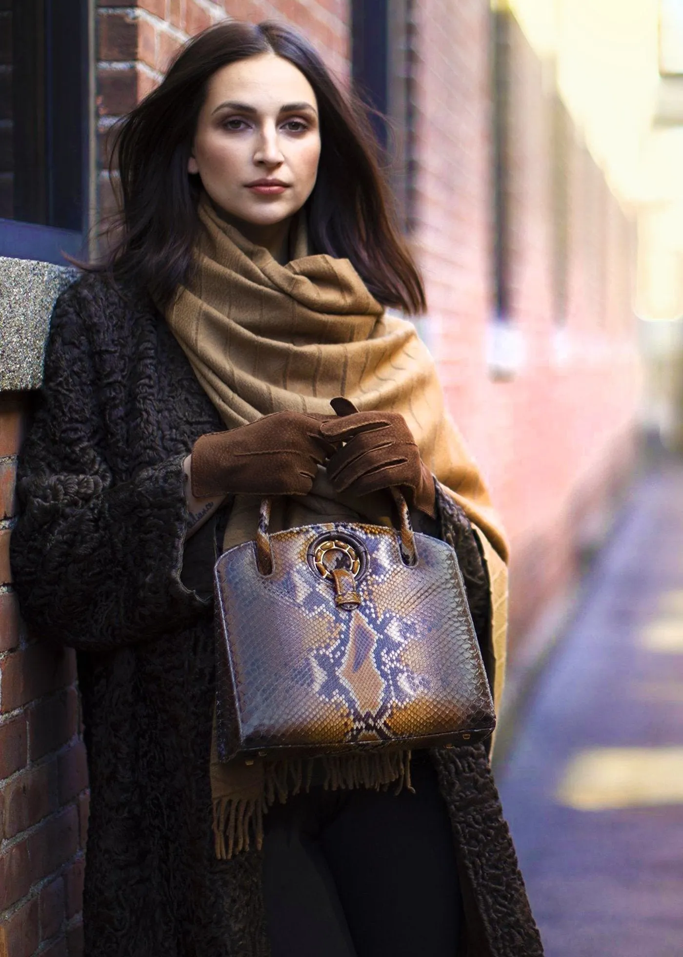 Annette Top Handle, Brown/Gold-Multi-Color, Tiger Eye