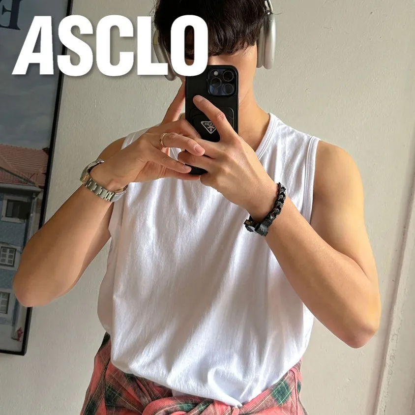 ASCLO  |Unisex Street Style Plain Cotton Oversized Tanks & Camisoles