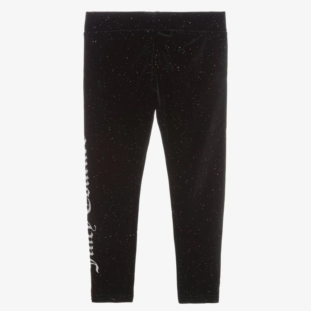 Black Glitter Velour Leggings