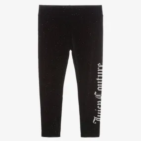 Black Glitter Velour Leggings