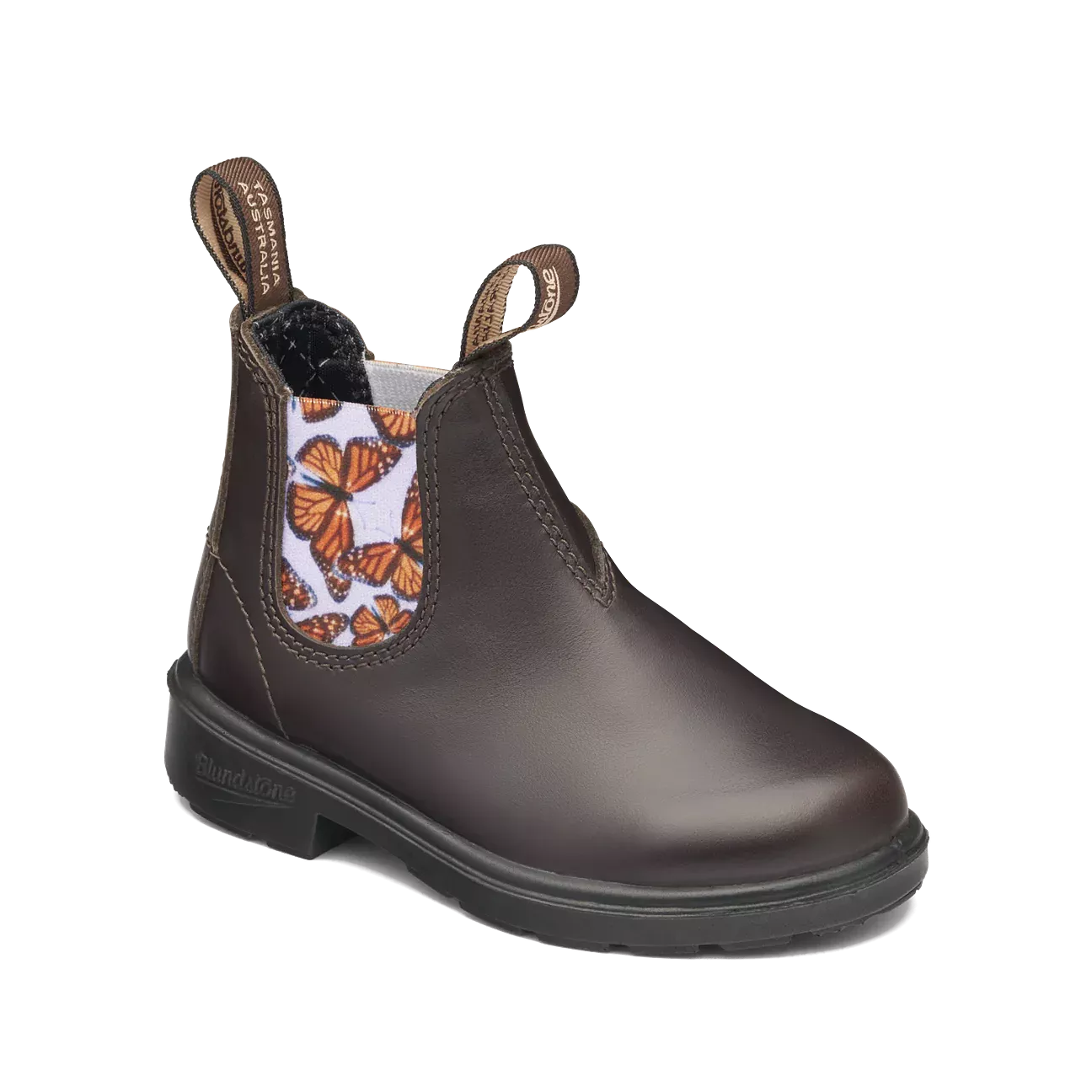 Blundstone Brown With Butterfly Lilac Elastic Kids' Boot