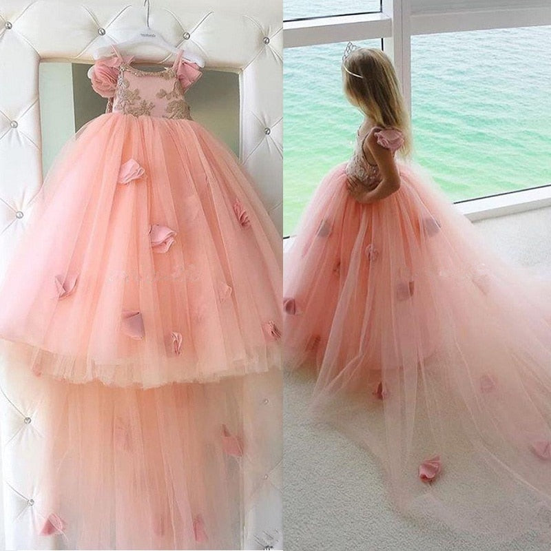 Blush Pink Tutu Spaghetti Ruffles Pageant Gowns