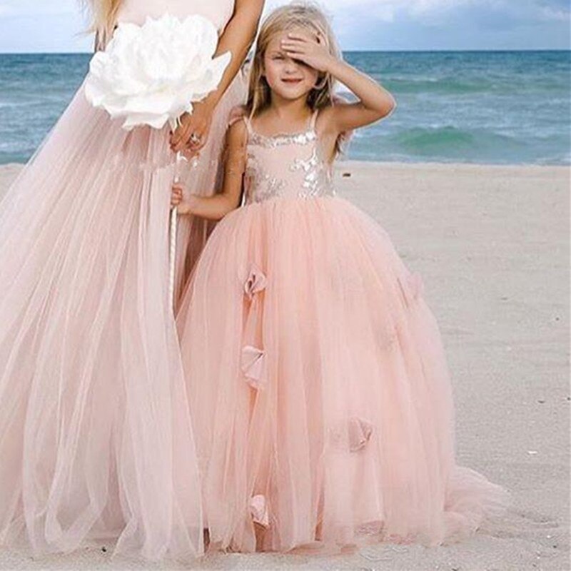 Blush Pink Tutu Spaghetti Ruffles Pageant Gowns