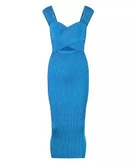 Bodycon Knitted Midi Dress in Blue