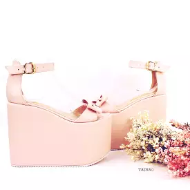 Bridal Collection Pink Powder Wedge Platform Sandals