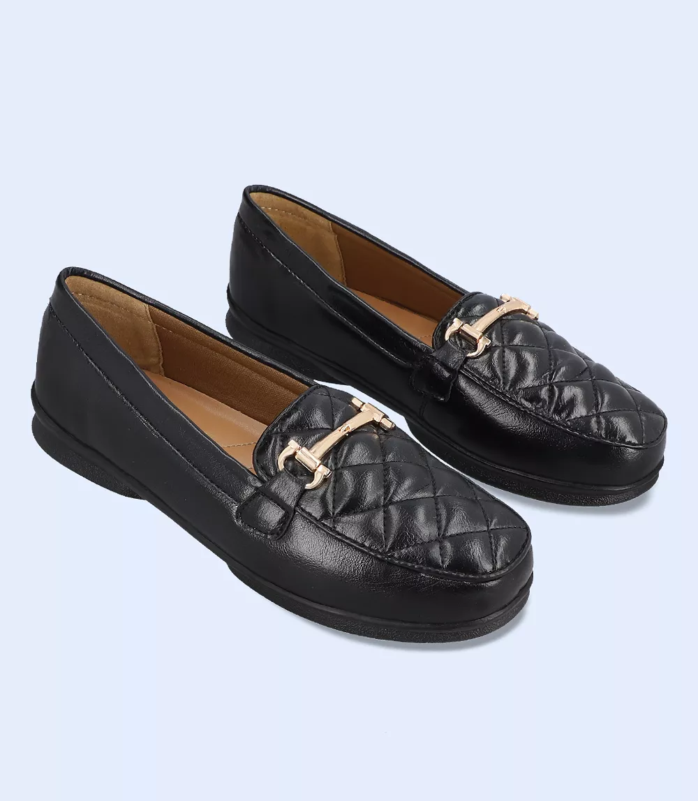 BW8467-BLACK-Women Comfort Moccasins