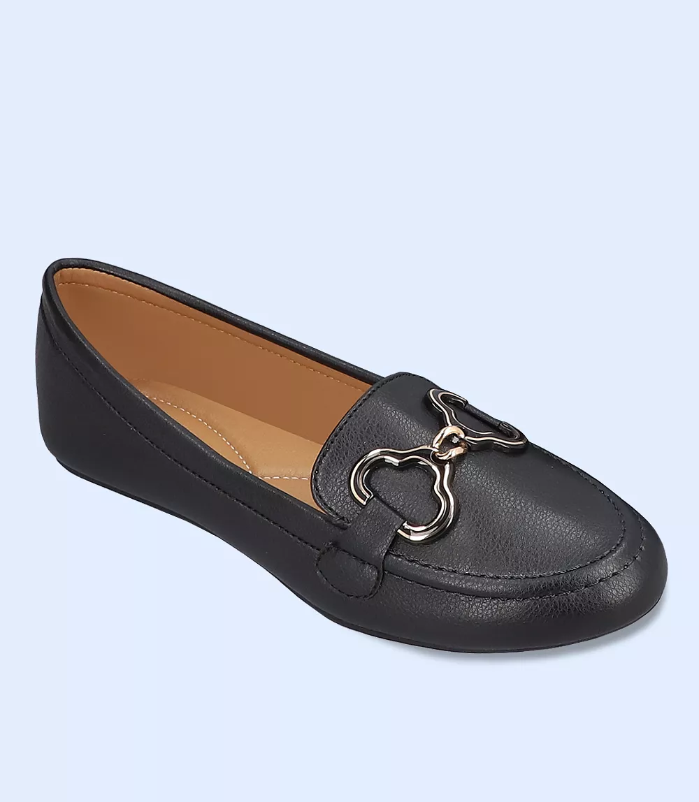 BW8494-BLACK-Women Casual Moccasins