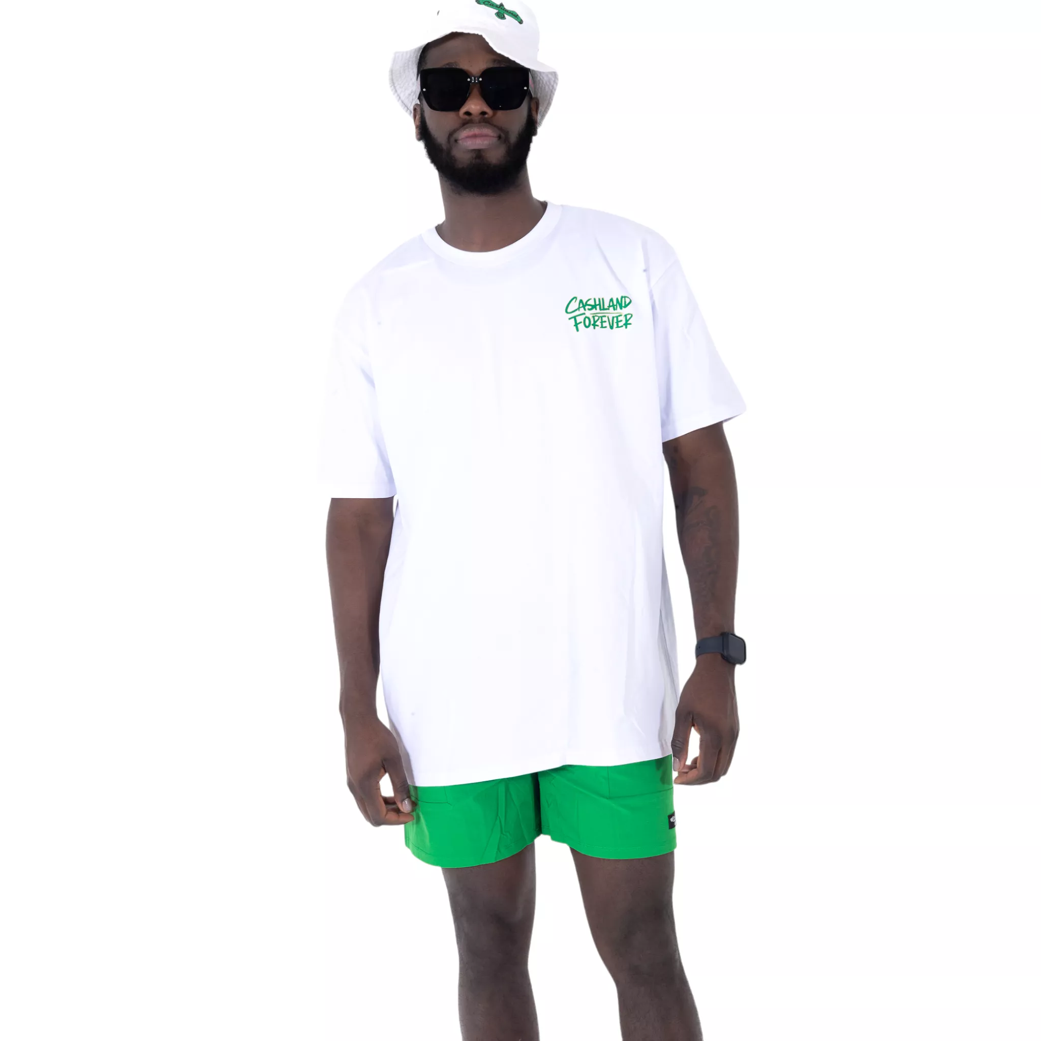 Cashland Forever T-shirt  White : Kelly Green Logo