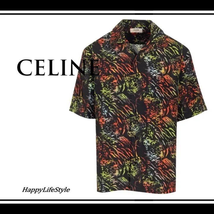 CELINE  |Silk Other Animal Patterns Short Sleeves Oversized Luxury