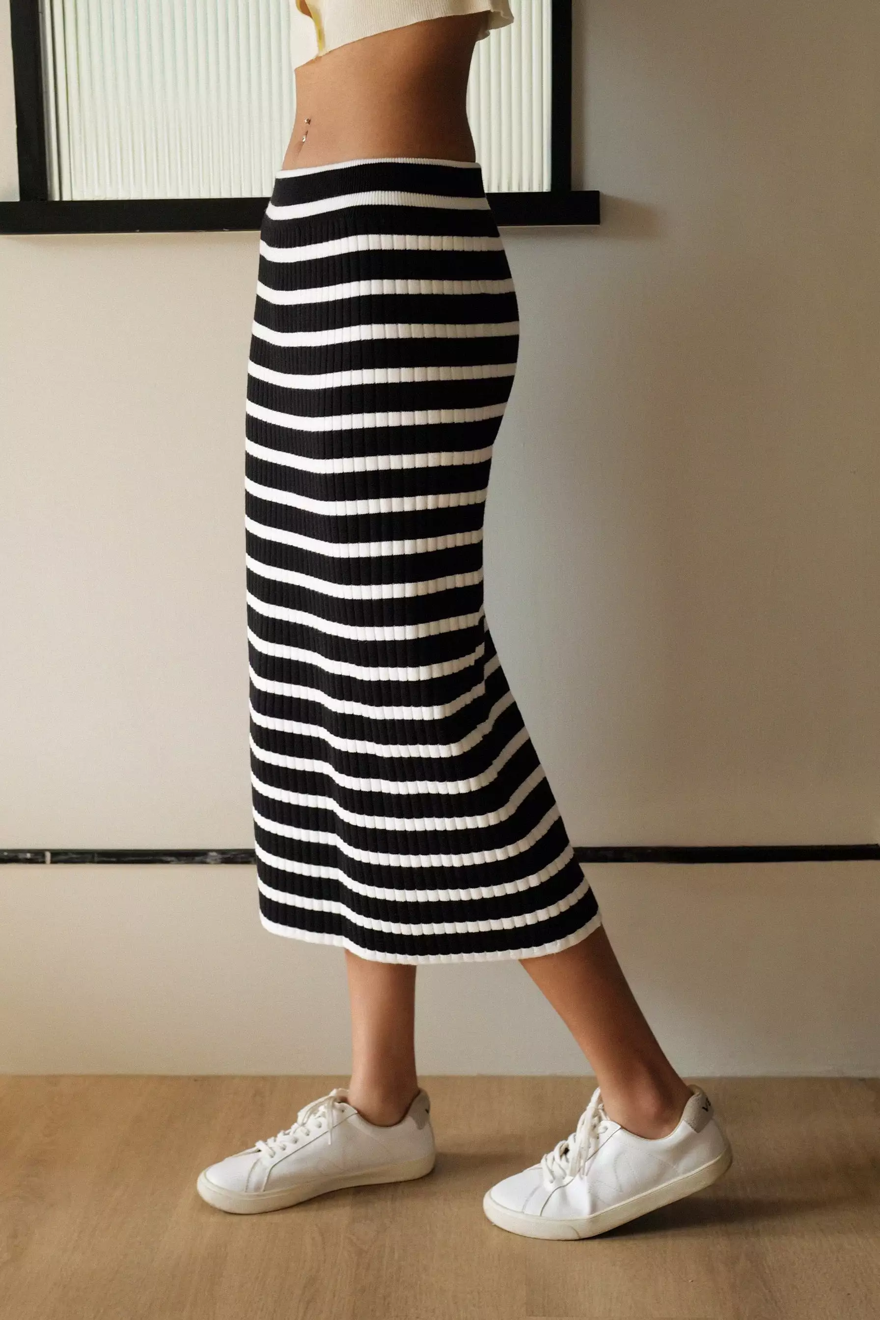 Coastline stripes knit skirt