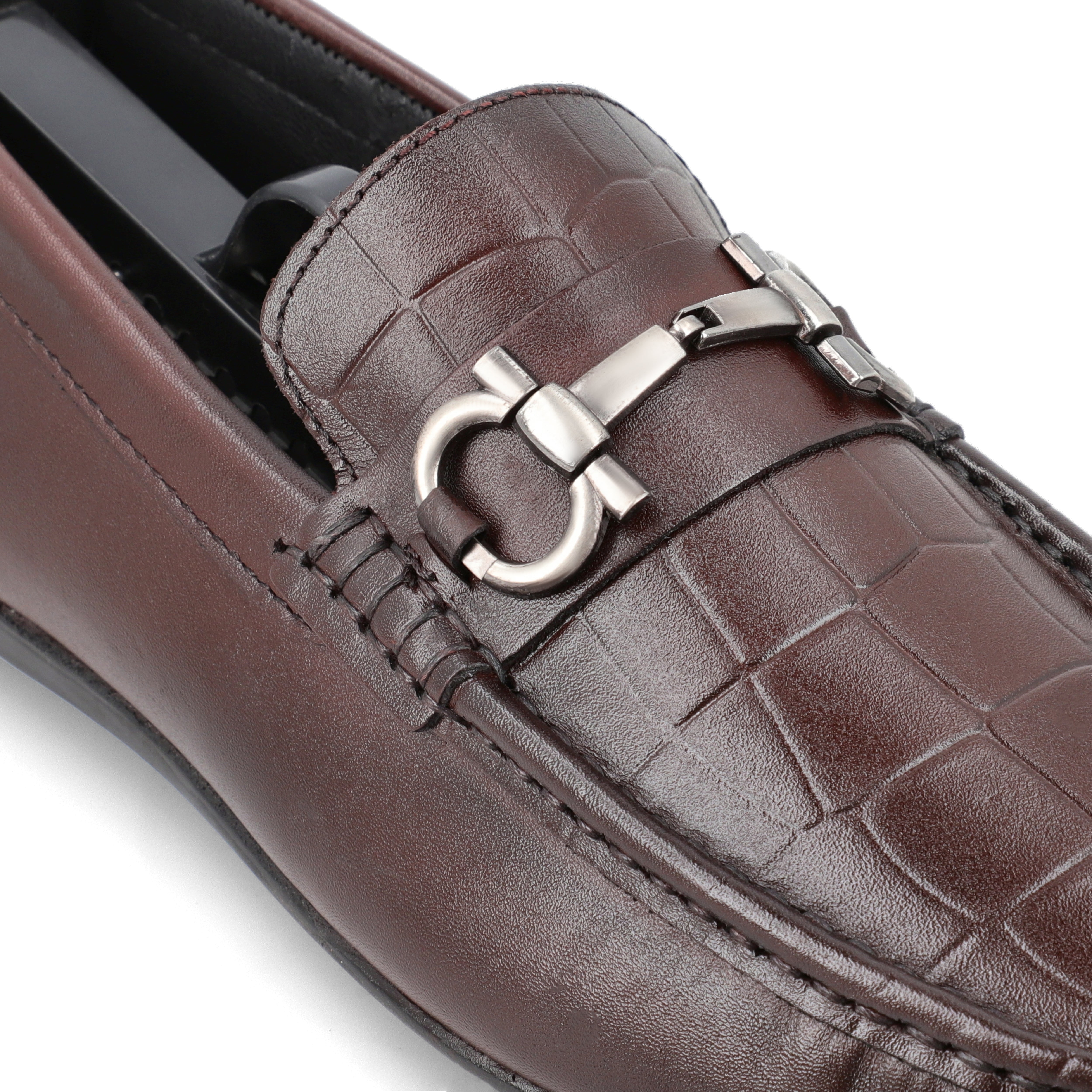 Crocodile Embossed Leather Mocassins