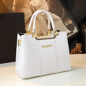 Crocodile Pattern Portable Shoulder Crossbody Tote Handbag for Women