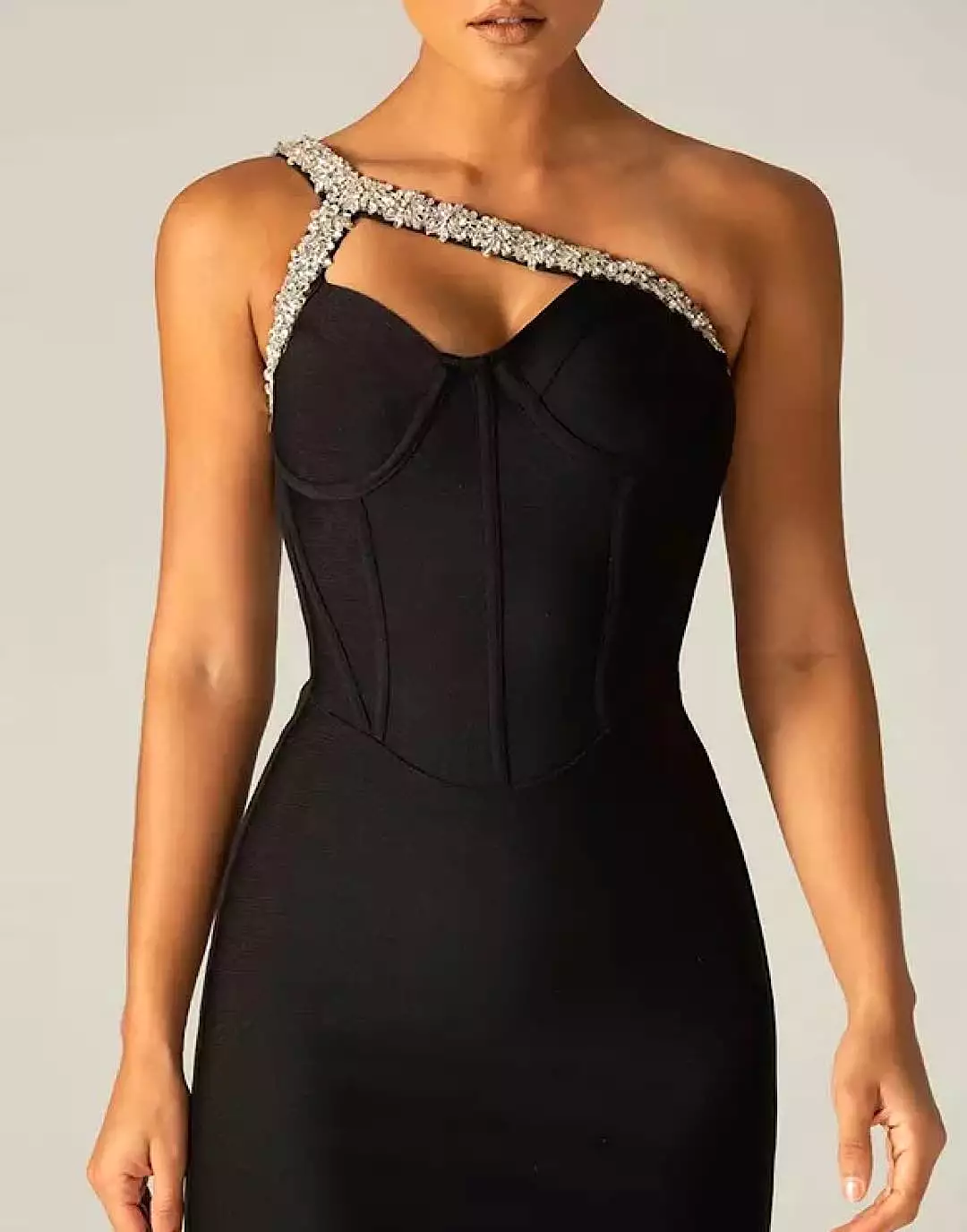 Crystal Trimmed Cutout Bandage Dress