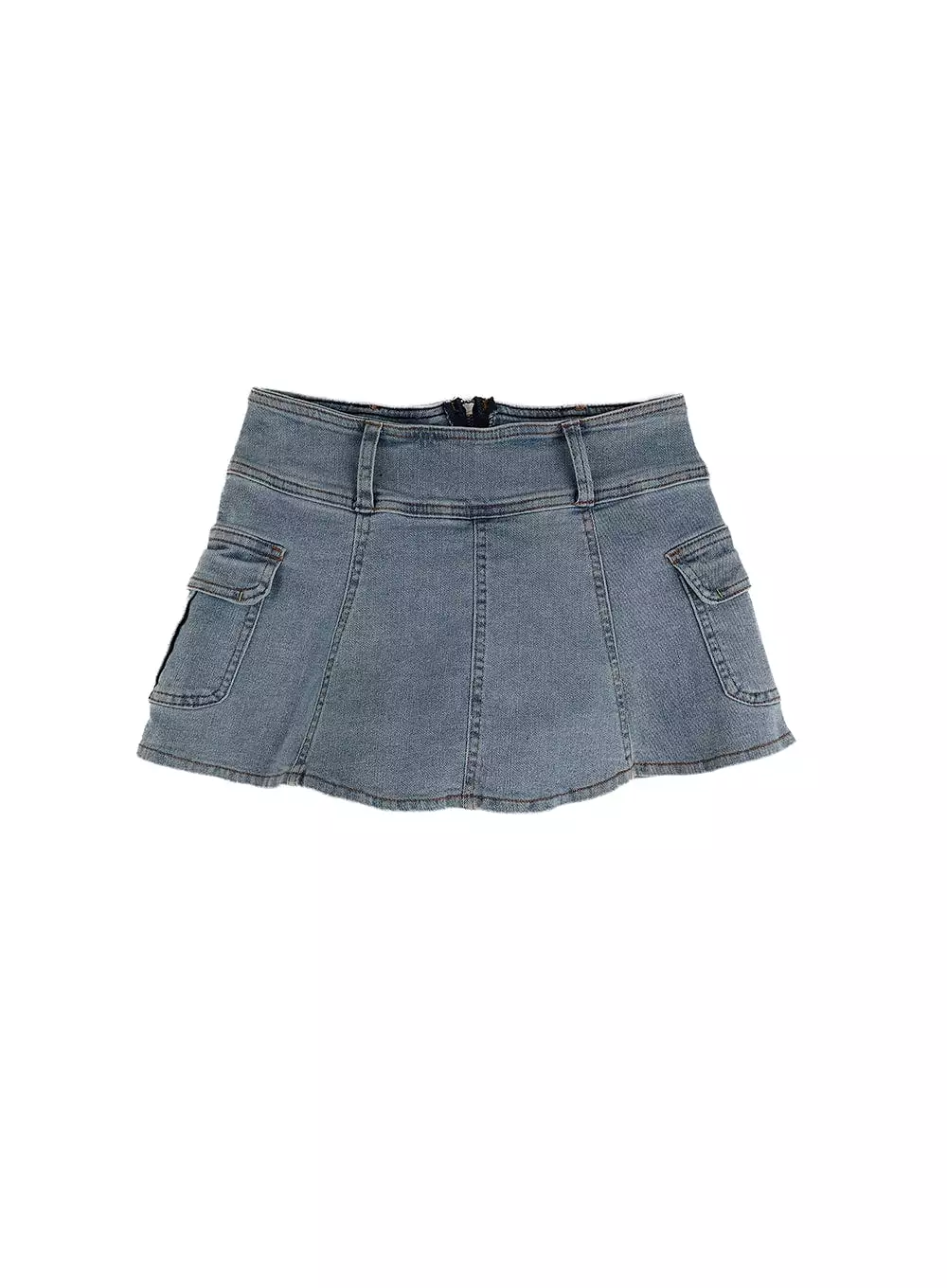 Denim Cargo Mini Skirt IM404