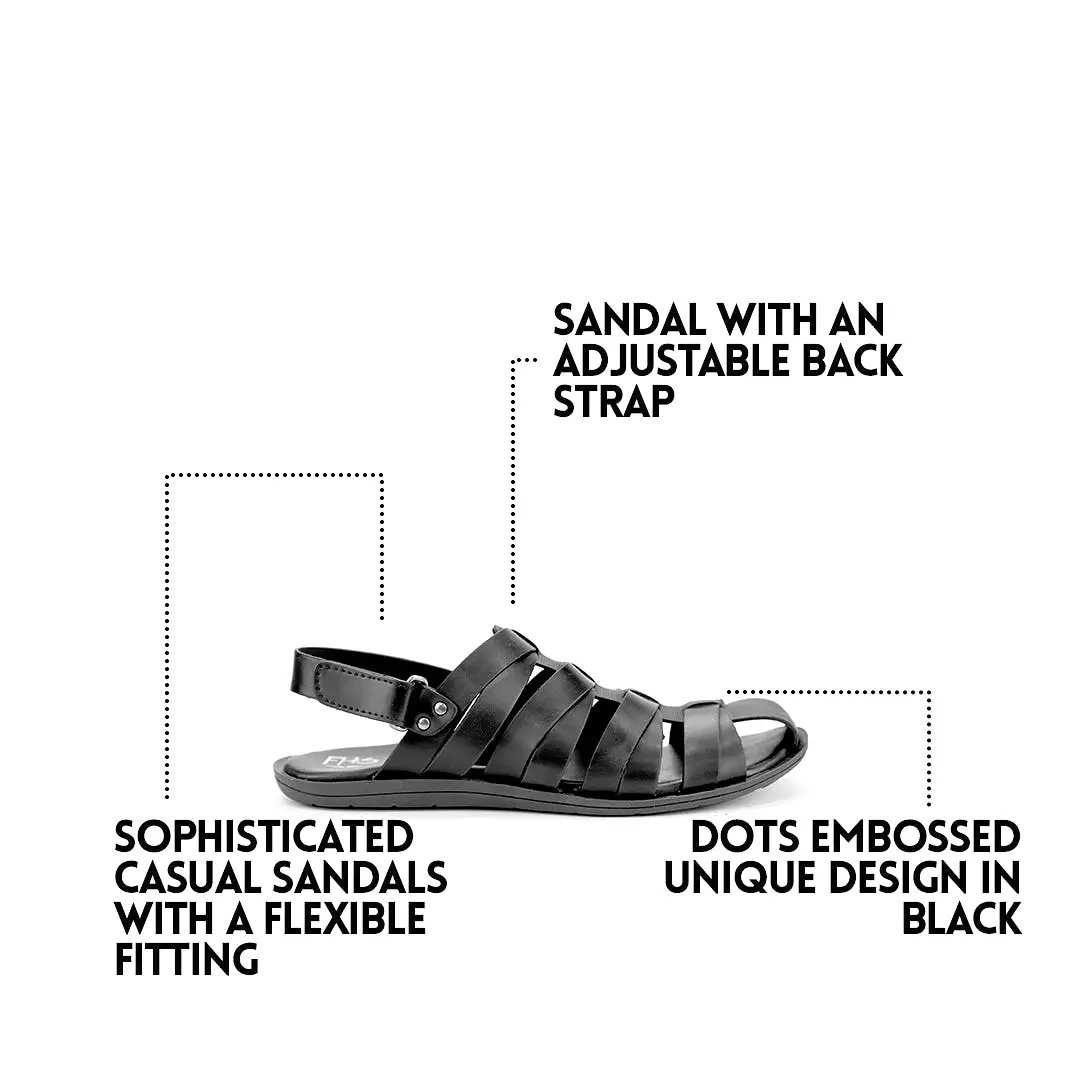 Dot Embossed Sandals-Black