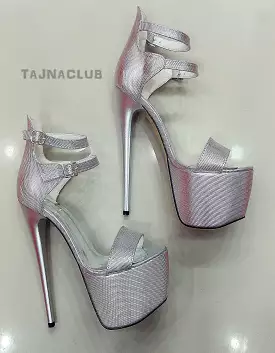 Double Strap Silver Metallic Sandals