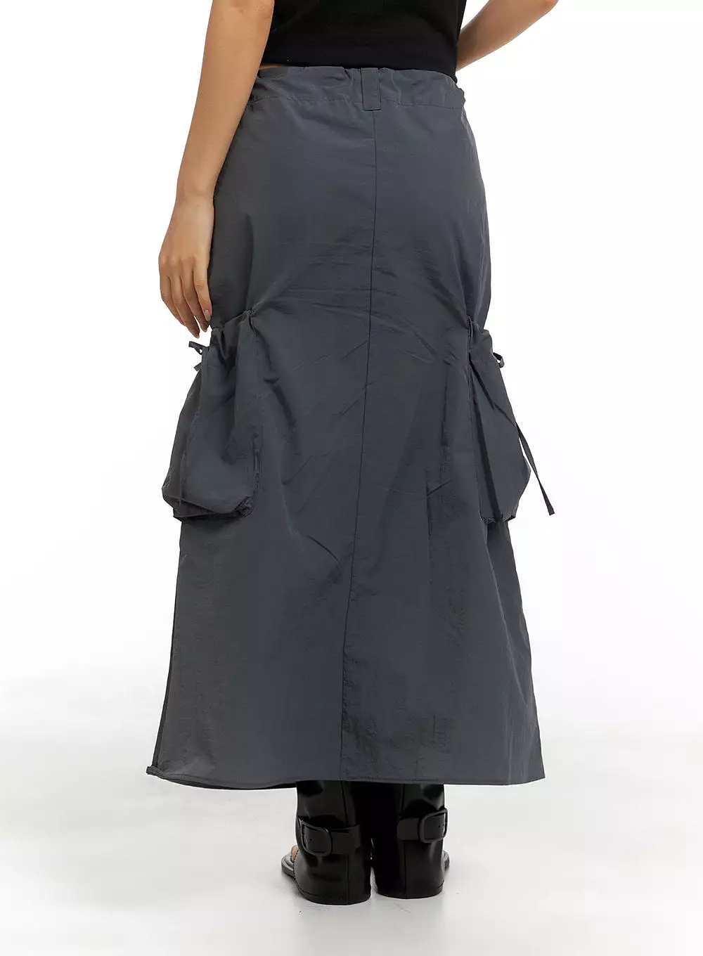 Drawstring Cargo Maxi Skirt CM422