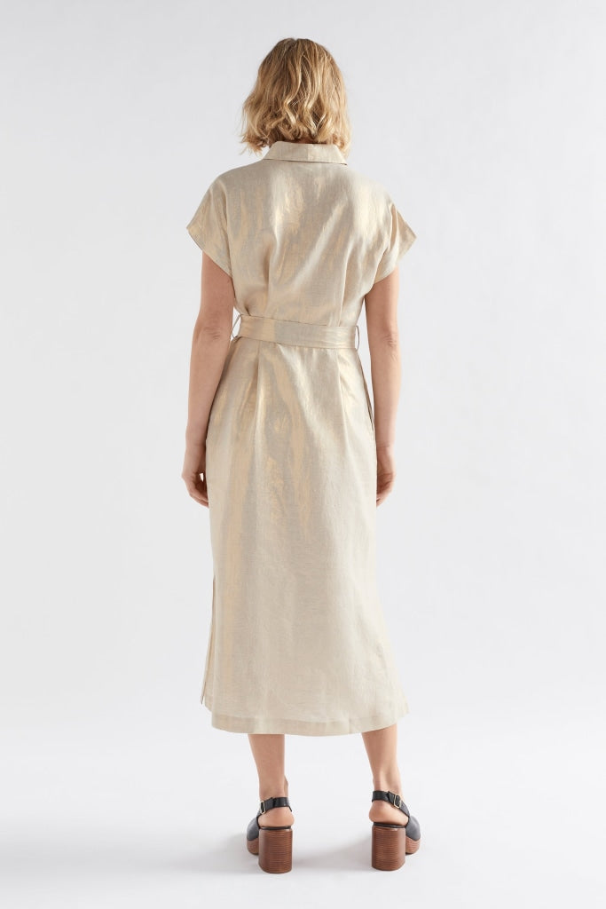 Elk The Label - Metalen Shirt Dress - Gold Linen