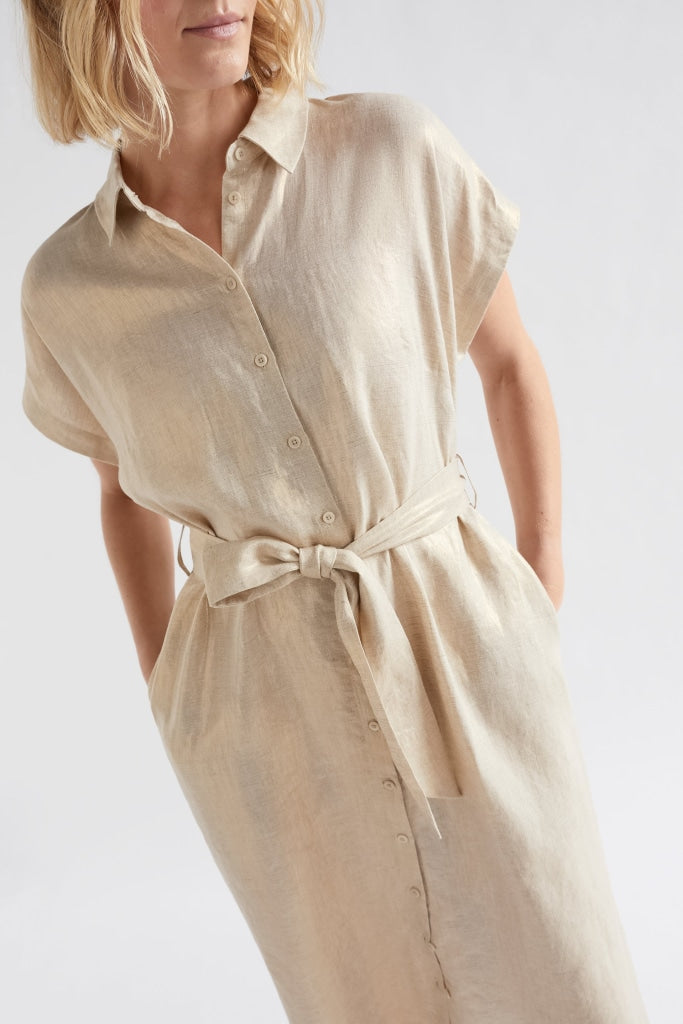 Elk The Label - Metalen Shirt Dress - Gold Linen