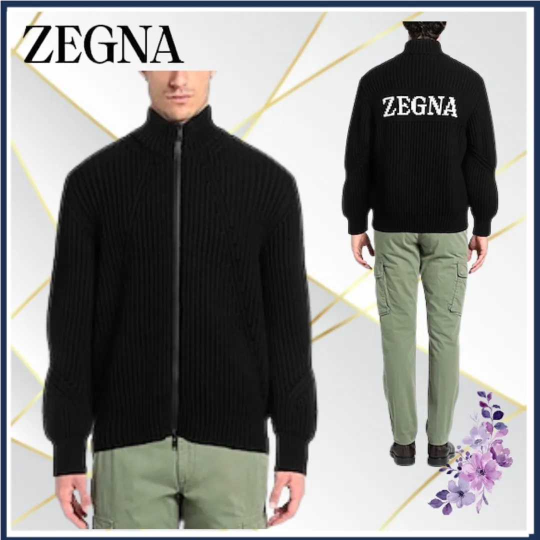 Ermenegildo Zegna  |Wool Nylon Plain Oversized Luxury Cardigans