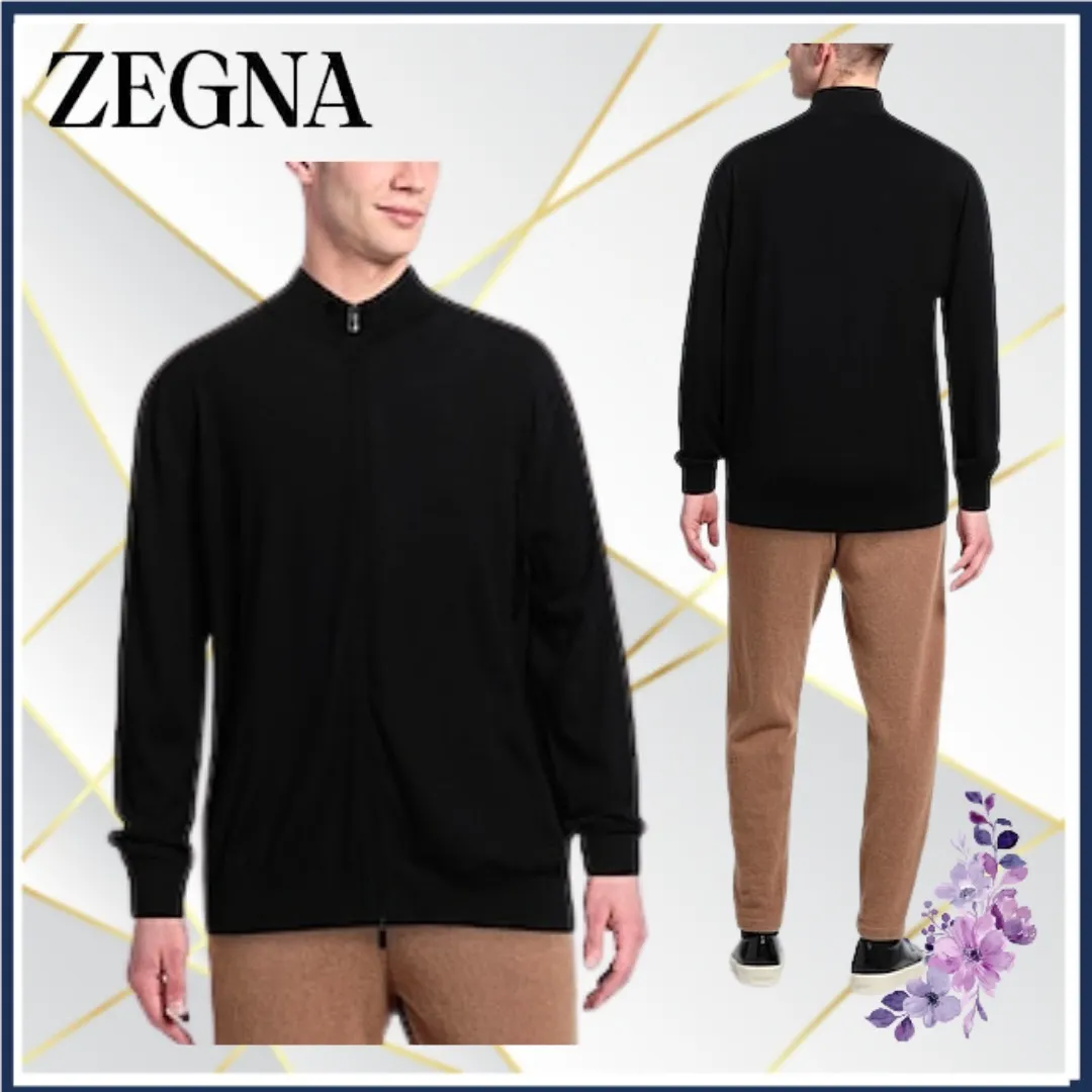 Ermenegildo Zegna  |Wool Plain Oversized Luxury Cardigans