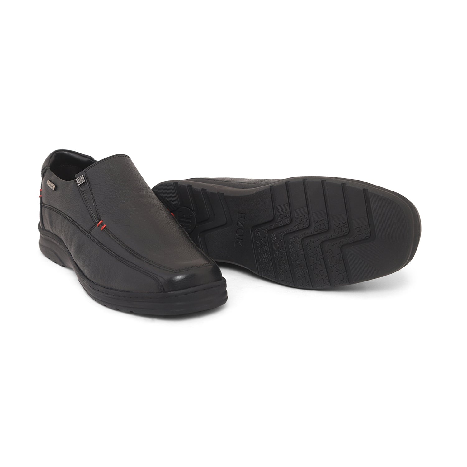 Ezok Black Leather Slipon Shoes