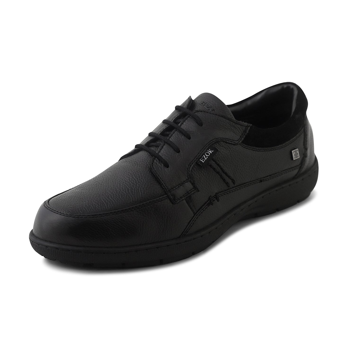 Ezok Black Outdoor Lace-Up Leather Shoes