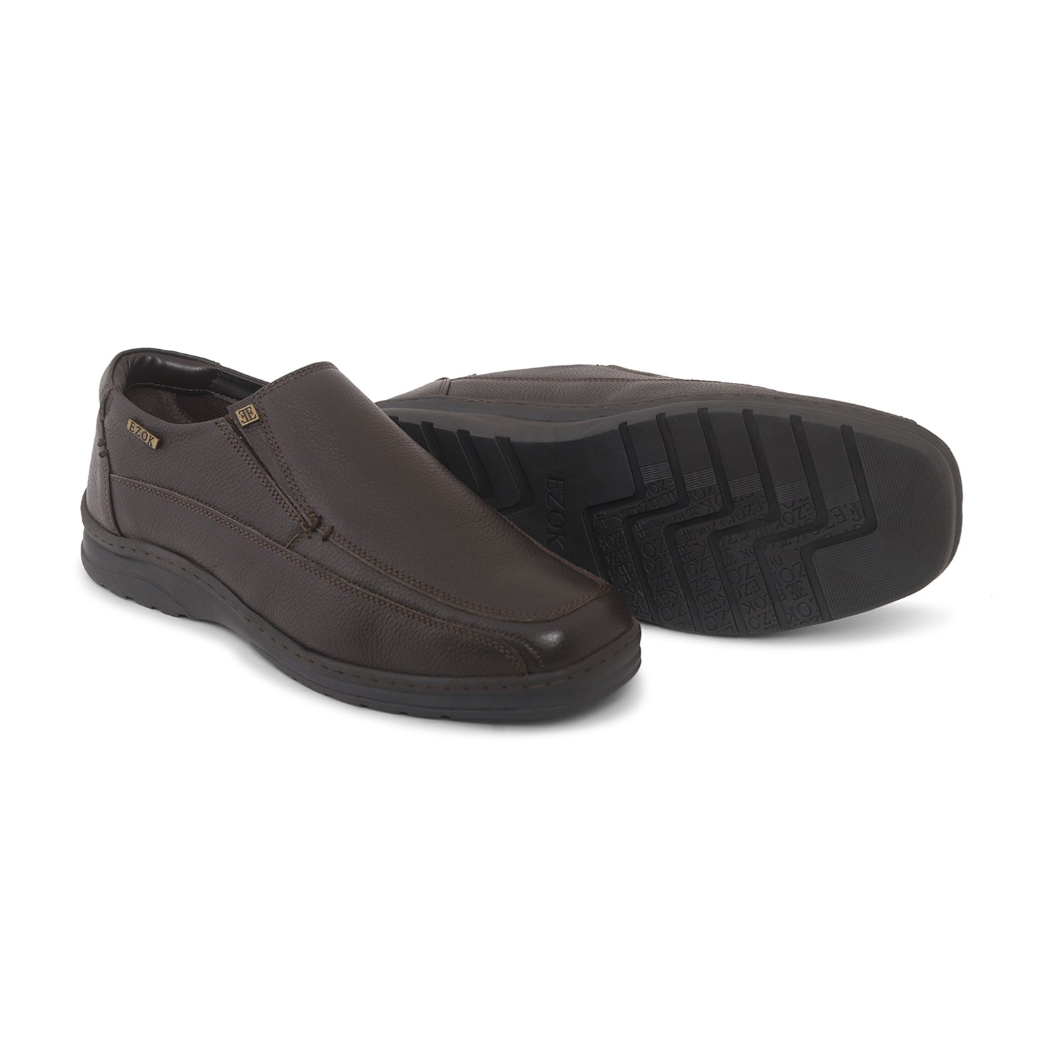 Ezok Brown Leather Slipon Shoes