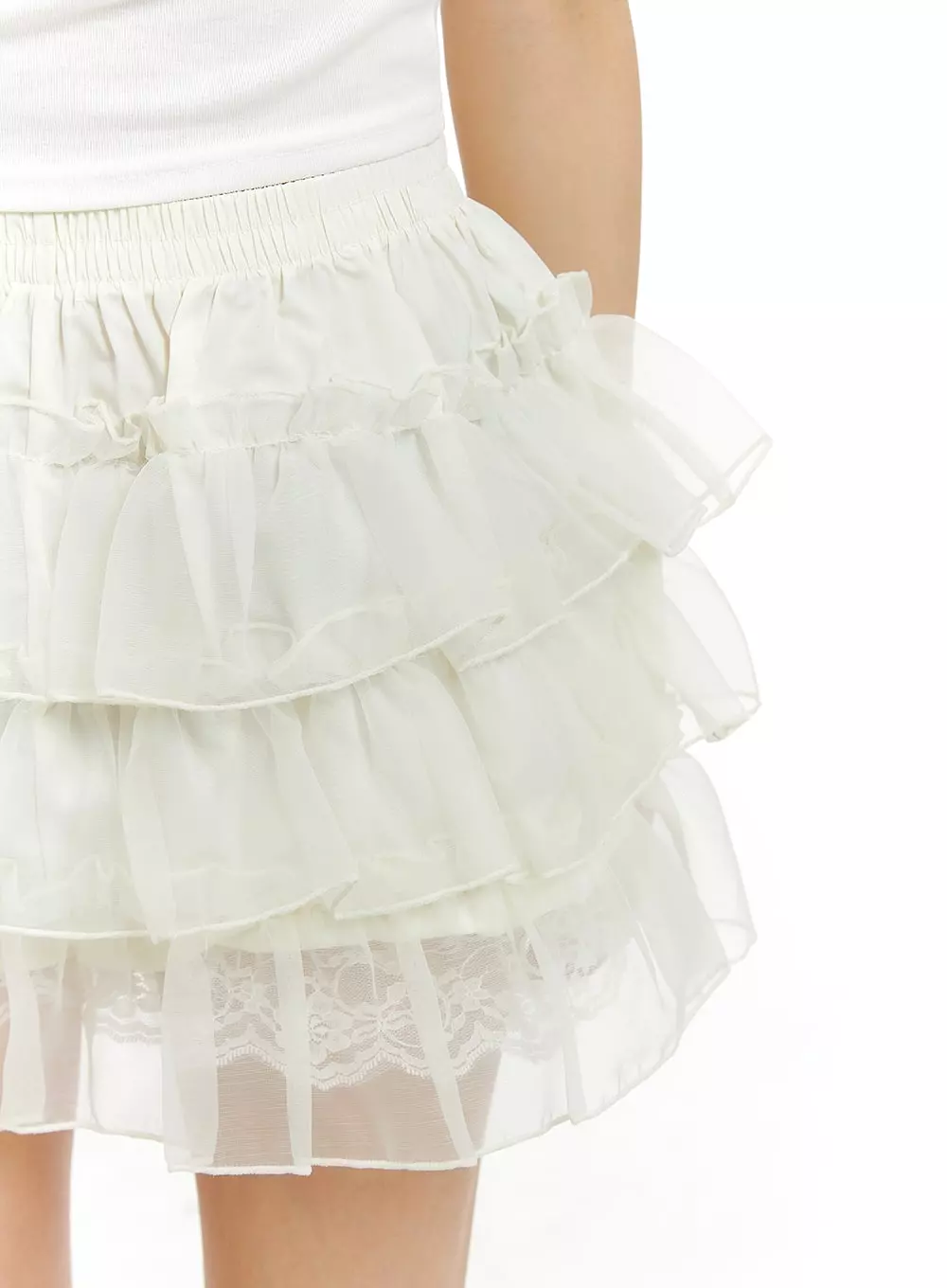 Frill Lace Banding Mini Skirt CM427