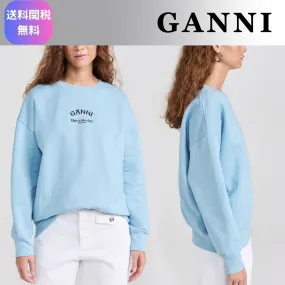 Ganni  |Crew Neck Rib Street Style Long Sleeves Plain Cotton