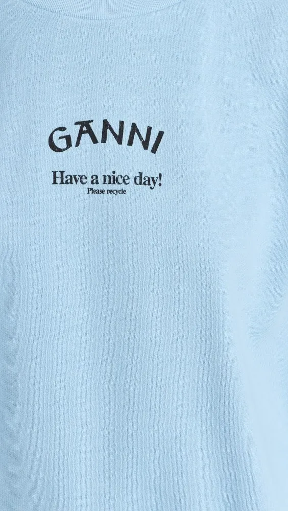 Ganni  |Crew Neck Rib Street Style Long Sleeves Plain Cotton