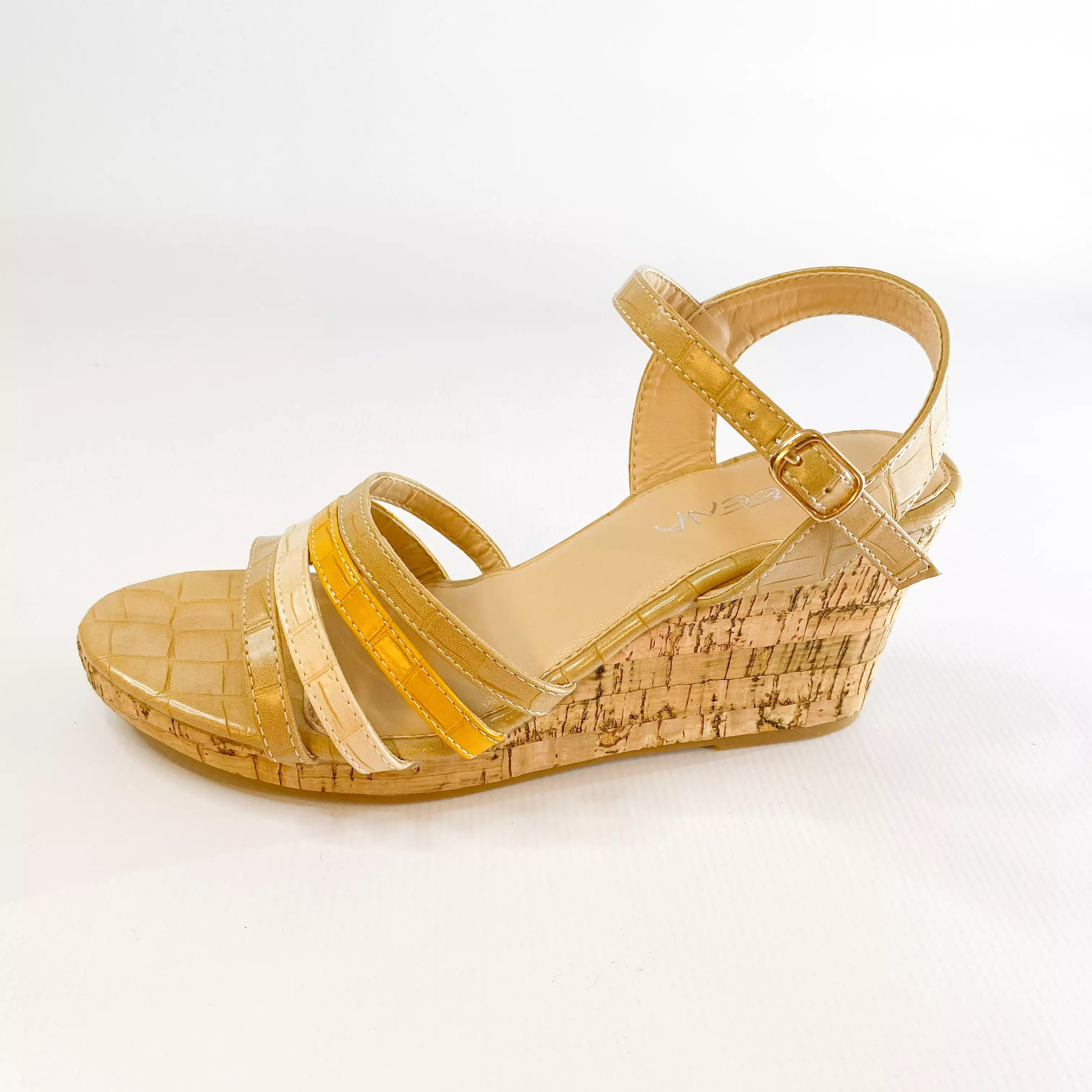 Geena multicoloured cork wedge