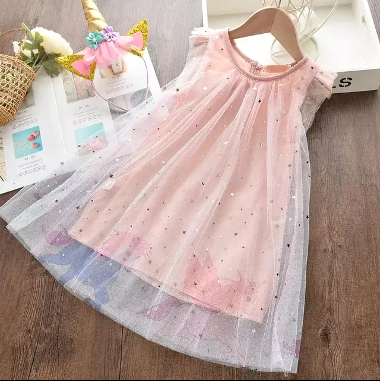 Girls Sleeveless Princess Dress with Headband 5-6 Y S4427740