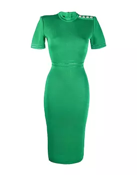 Green Knitted Bodycon Dress