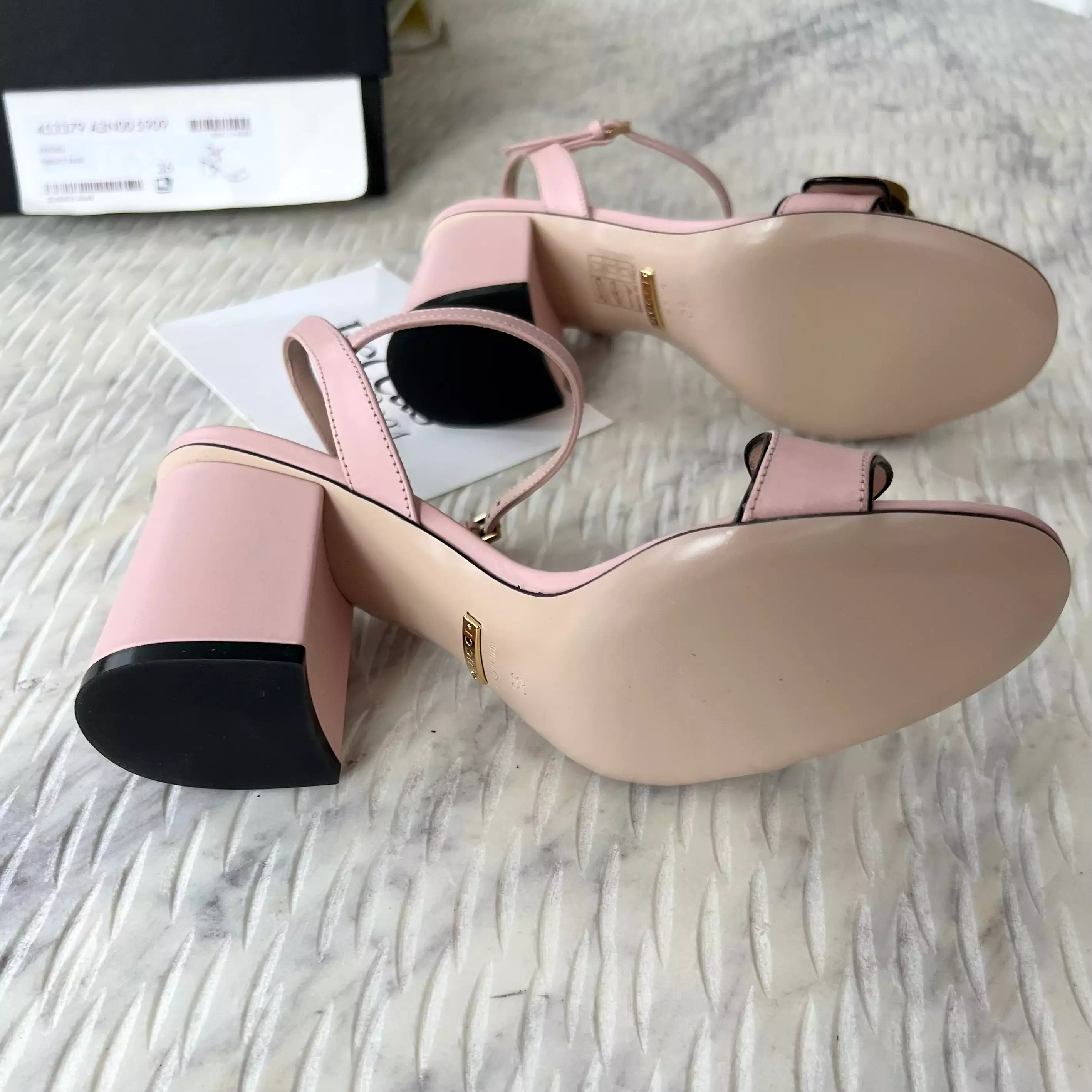 Gucci Leather Mid Heel Sandals