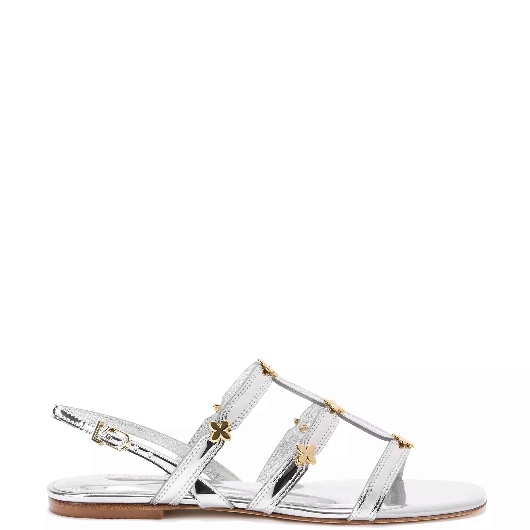 Harmony Flat Sandal In Silver Specchio